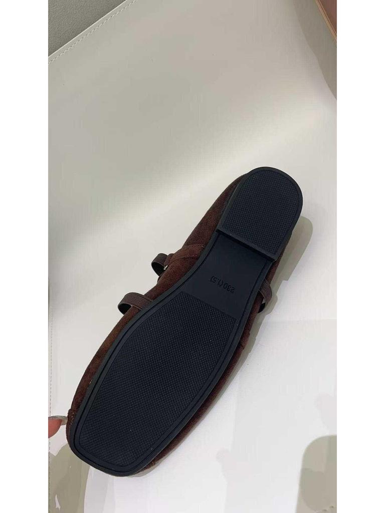 Wanwanfeng 2025 Zamszowe Baleriny z Kwadratowym Noskiem i Skrzyżowanymi Paskami z Kokardką dla Kobiet