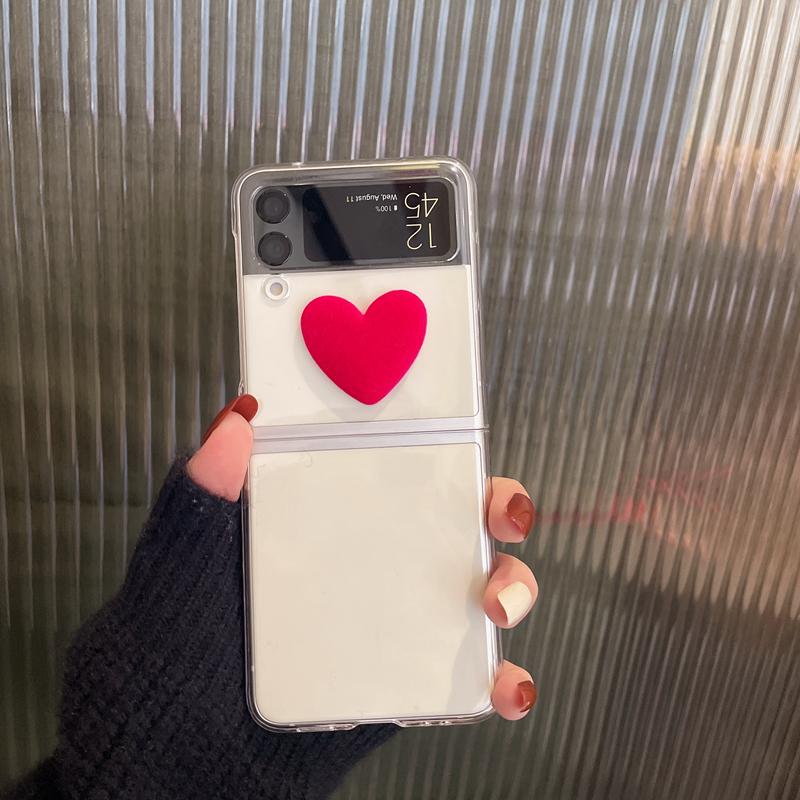 New Plush Love Heart Hand Bracelet Phone Case For Samsung Galaxy Zflip 5g For Galaxy Zflip3 Zflip4 Folding Shell Cover Capa