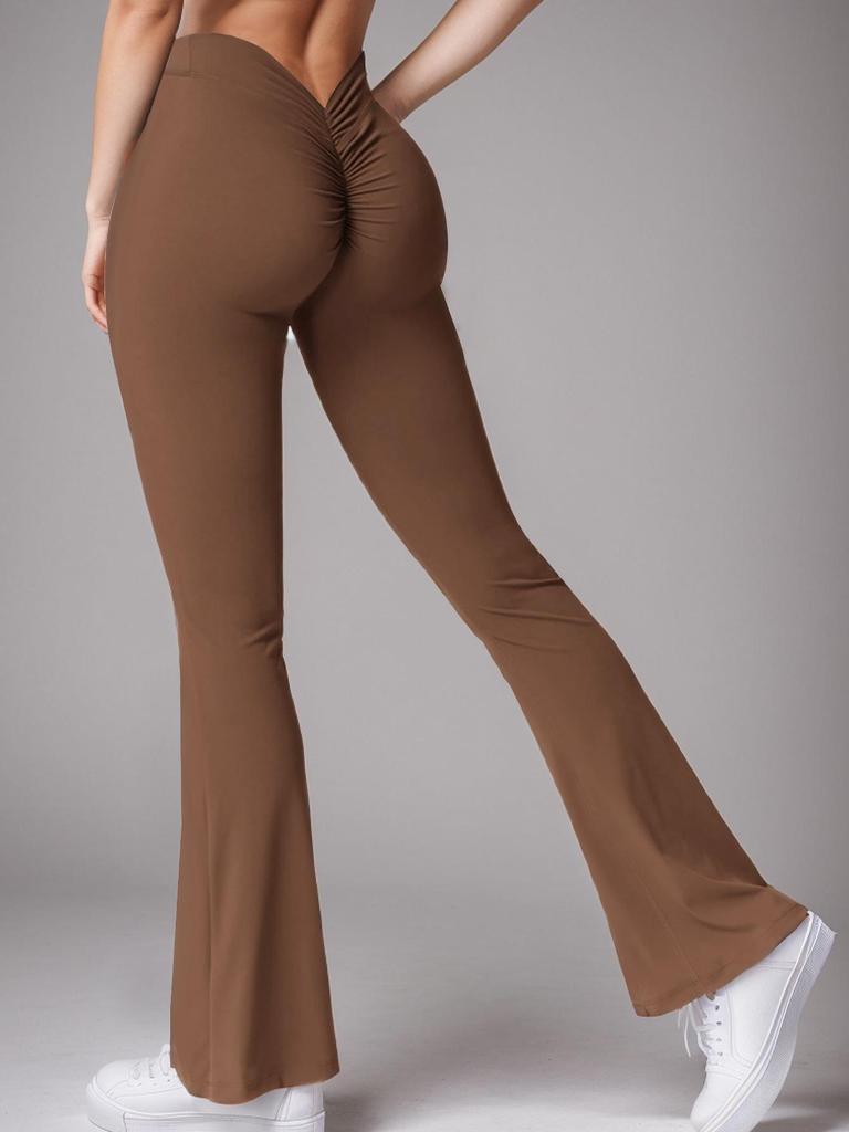 Women's V-neck High Waist Wide Leg Yoga Pants with Back Lift