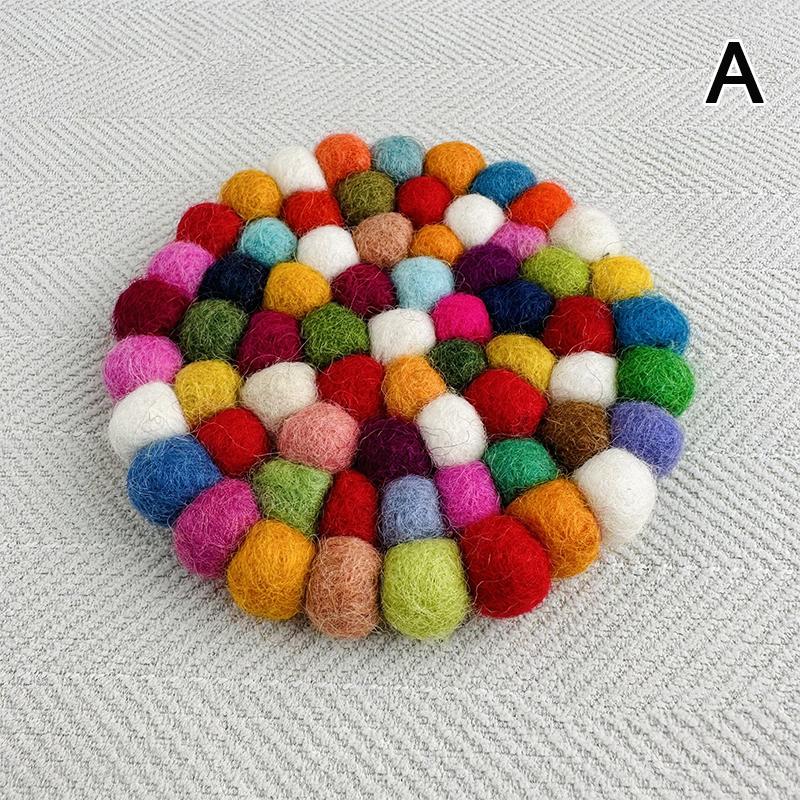 

Colorful Round Felt Ball Coasters 4 Inches Wool Felt Coaster Pads Able Handmade Wool Felt Small Cup Mat Rotundity