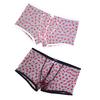 Men Boxer Underwear Elastic Mid-rise Perspective Hollow Mesh Design Boxer Briefs Heart Pattern Underwear Anniversary Gift