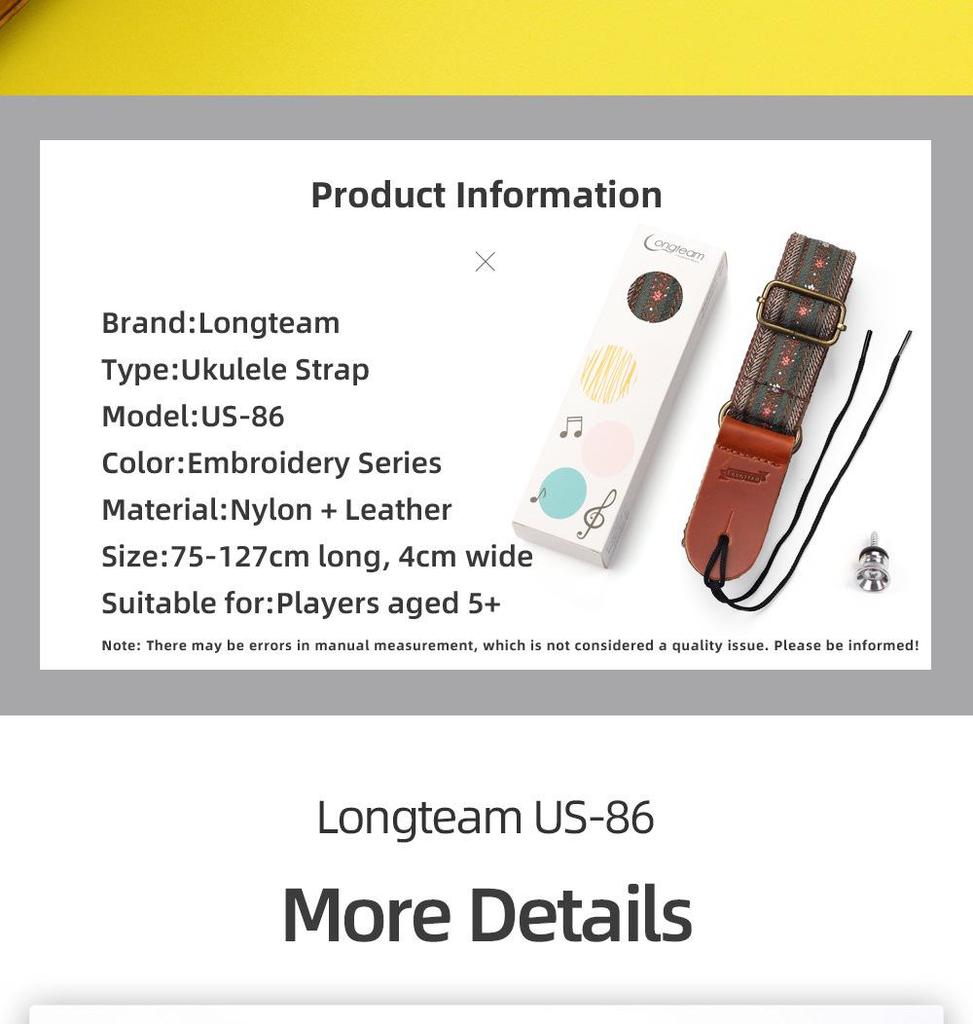 Longteam Embroidered Ukulele Strap