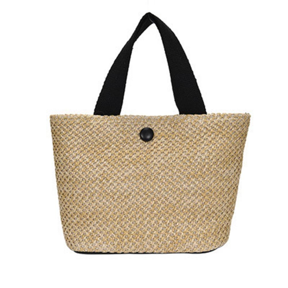 Large Capacity Rattan Handbag Grass Summer Beach Bag Casual Straw Bag  Girls чёрный