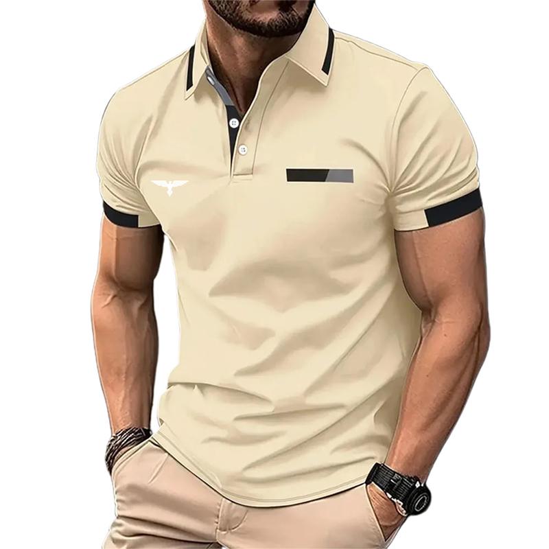 Men's Button Polo Shirt Casual Holiday Lapel Short Sleeved Shirt