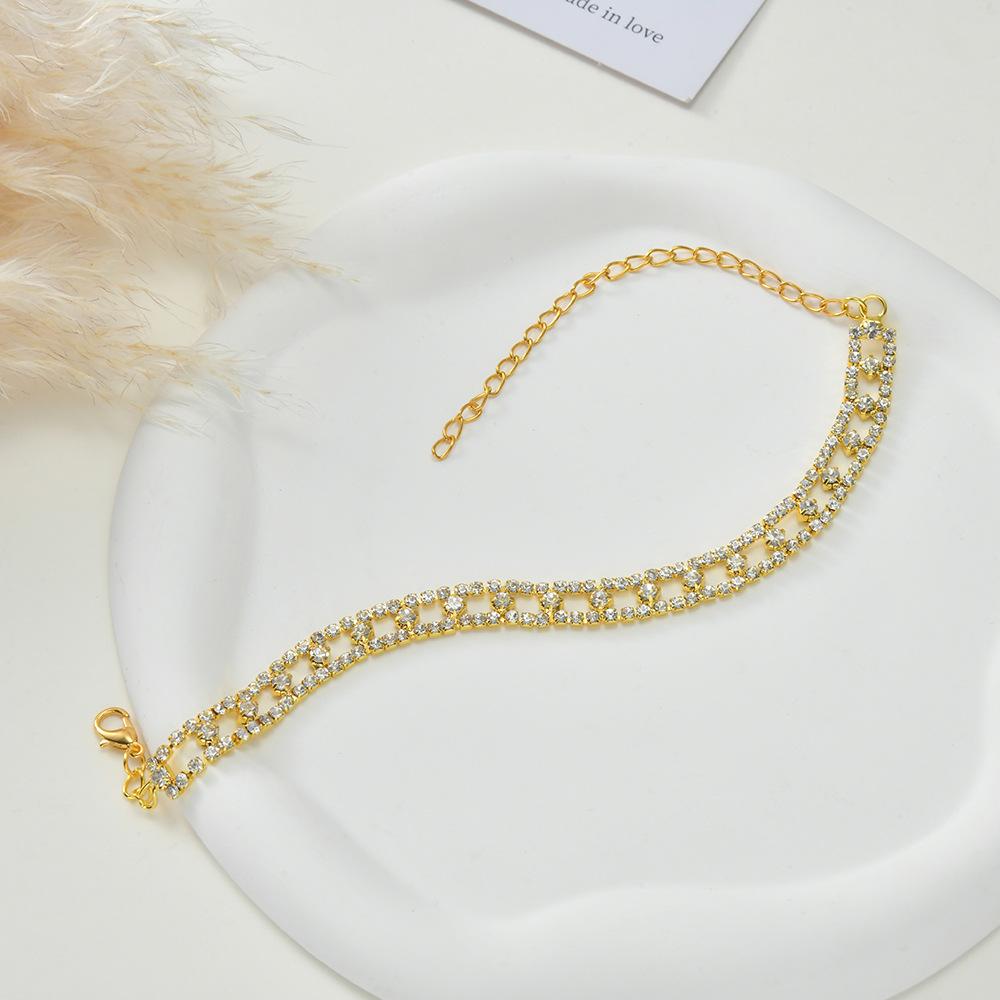 Fashion Shiny Rhinestone Ankle Bracelet Clear Crystal Chain On Leg Anklet For Women Summer Beach Party Jewelry Accessories