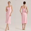 Women's long satin nightdress suspender skirt sexy V-neck sleeveless pajamas wide shoulder strap nightdress SQ11911