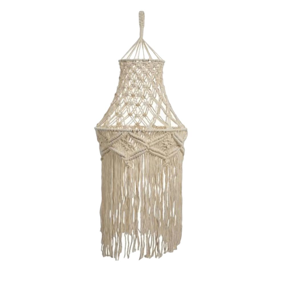 Tassel Detail Macrame Lampshade Woven Texture Woven Tapestry Lampshade Bedroom Headboard