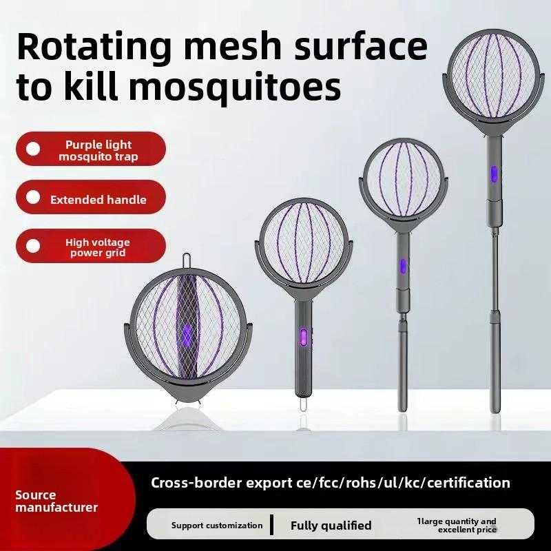 Raqueta eléctrica mata mosquitos 4 en 1 recargable plegable y extensible para hogar u oficina