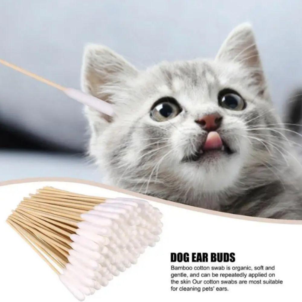 50pcs Single-head Pet Cotton Swabs Disposable Pet Ear Wash Cotton Ball Dog Cotton Buds  Grooming