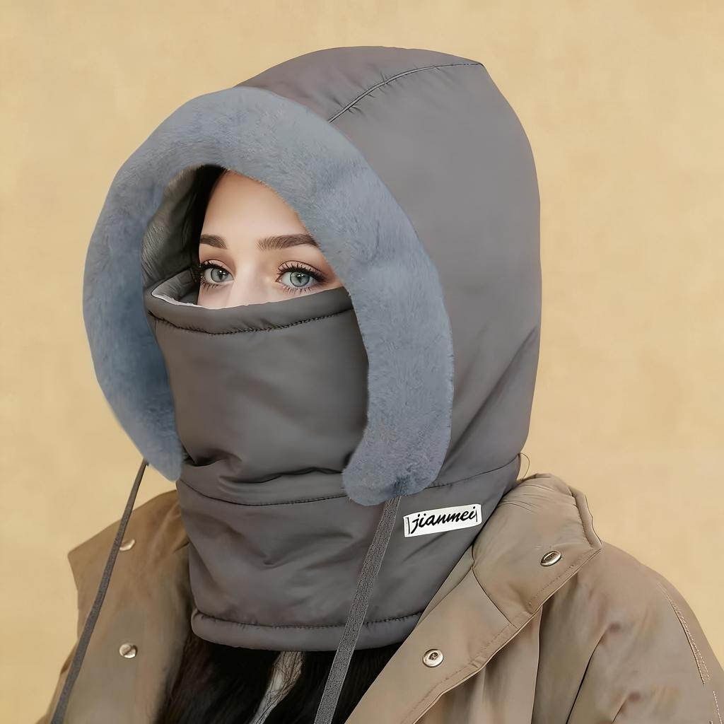 1pc Winter Cycling Hat with Scarf, Thickened Fleece Lei Feng Ear Flap Hat for Women, Integrated Cold Weather Ski Headcover