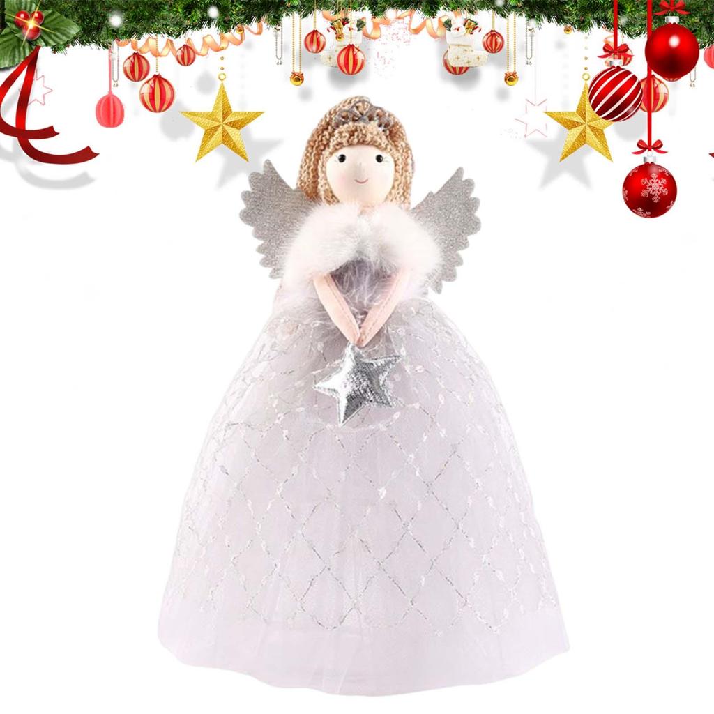 Christmas Angels Tree Topper Star Christmas Decorations Cute Angel Little Girl Doll Ornament For Bedroom Living Room Home Decor