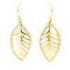Les Trésors De Lily [L5307] - White Gold 'Gold Leaf' Gold Plated Earrings - 35x15 Mm