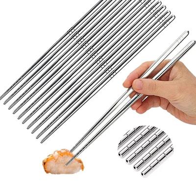 Palillos reutilizables para Sushi, palillos de acero inoxidable, palillos antideslizantes para el hogar, vajilla, palitos de comida