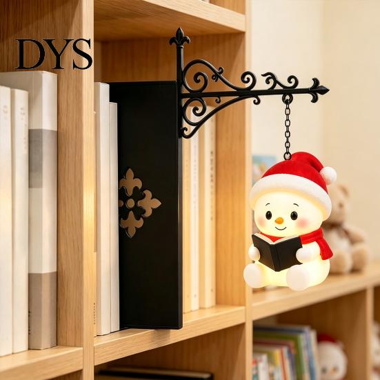 Reindeer Bookshelf Decor Christmas Vintage Lantern Lamp, Light-up Santa Claus Snowman Book Nook Decoration Decor, Hanging Divider Label for