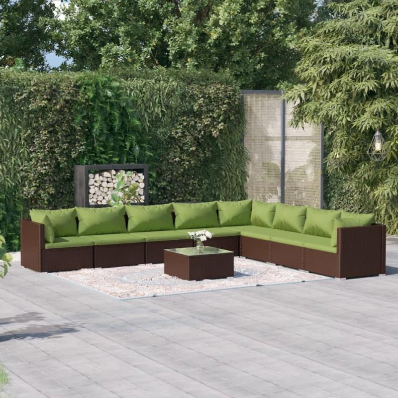 Day and Night - Day and Night 9-piece Garden Furniture Set and Brown Synthetic Rattan Cushions