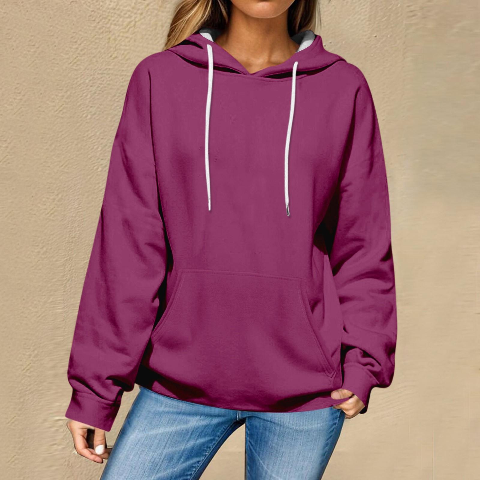 

Женские повседневные модные однотонные пуловеры с длинными рукавами, толстовки с капюшоном XXL фиолетовый