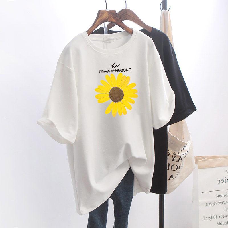 Women's Hong Kong Chic Loose Mid-Length Short-Sleeve White T-Shirt - Korean Style Summer Trend