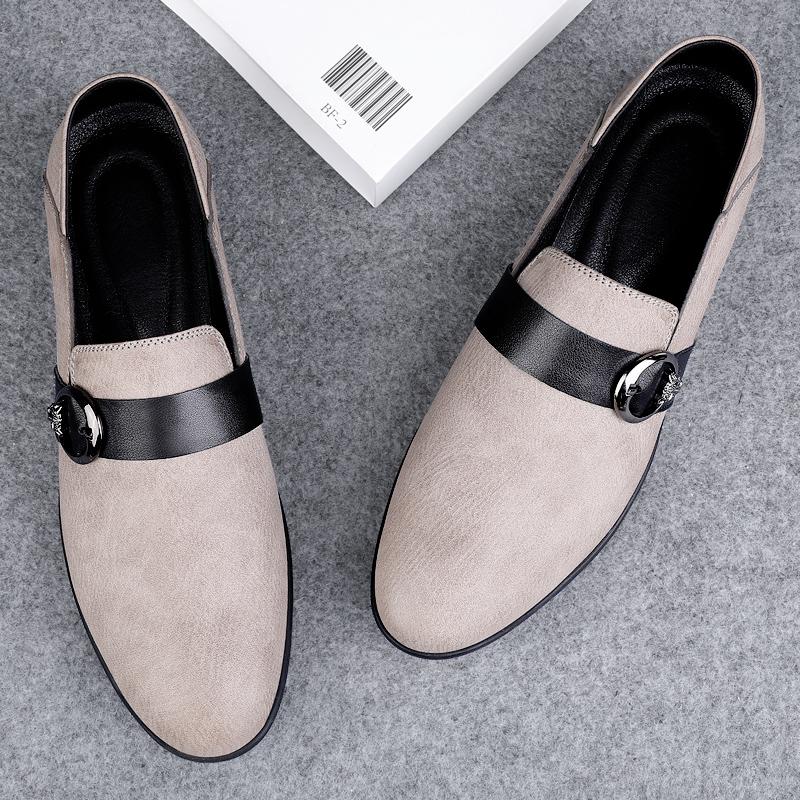 Genuine Leather Mens Shoes Slip on Office Male Formal Shoes Wedding Party Men Monk Shoes Dress Flats Breathable Oxford Footwear