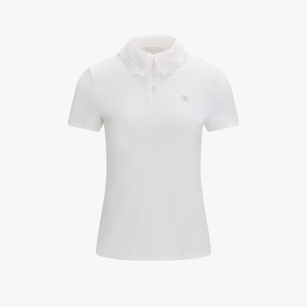 FAIRLIAR GOLF Eyelet Lace Collar T-Shirt (White)
