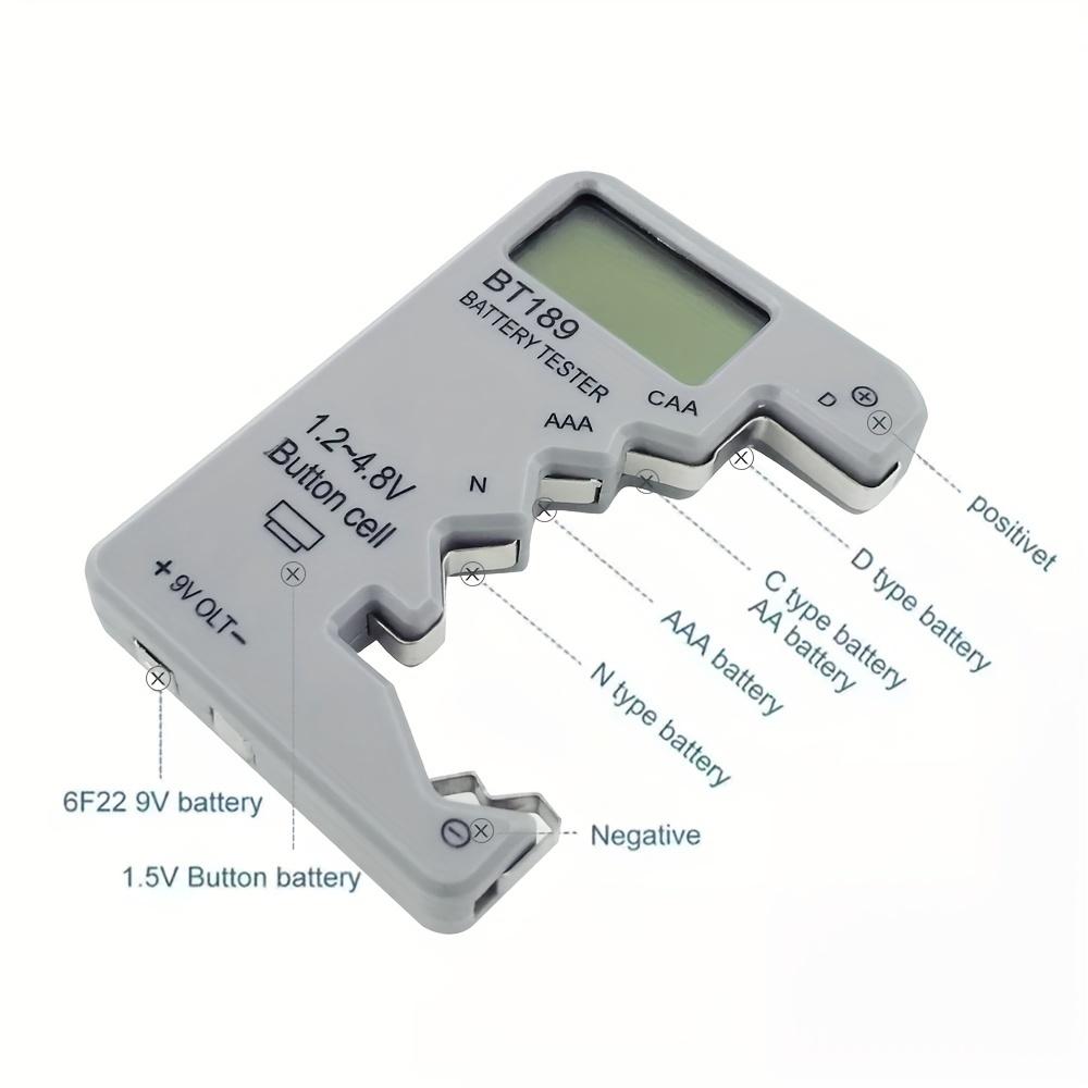 LCD Digital Battery Tester, Portable Capacity Detector Check AA AAA 9V & 1.5V Button Cell Capacitance Diagnostic Tool