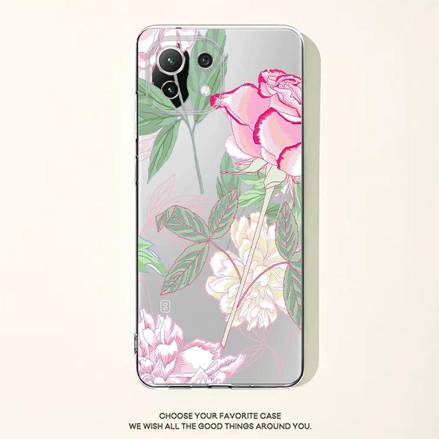 

Прозрачный чехол с розовым цветком и цветочным принтом для Xiaomi Poco X3 Nfc X3pro M3 F1 F3 для Mi 11 12 13 11x 12x Pro 11 10 Lite 11t 10t Pro Xiaomi Poco M3