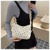 Minimalist Corduroy Shoulder Bag Dot Sweet Style Crossbody Bag Large Capacity Underarm Bag for Women Girls