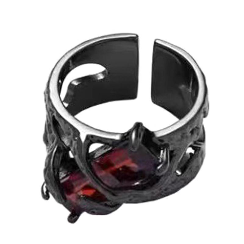 

Red Zircon Ring Dark Y2K Ring Retro Dominant European And American Cross Border Couple Ring