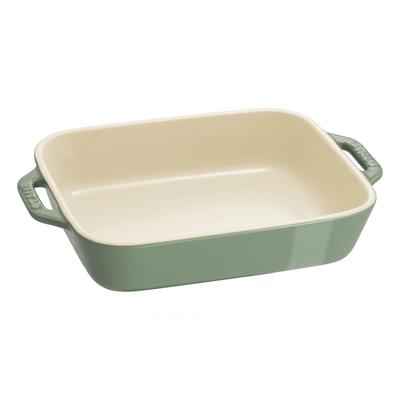 Dish 20cm Ceramic Gratin Dish Oven and Microwave Safe Japanese Ceramic Eucalyptus Color Dish "Rectangular Eucalyptus" [Official Product]