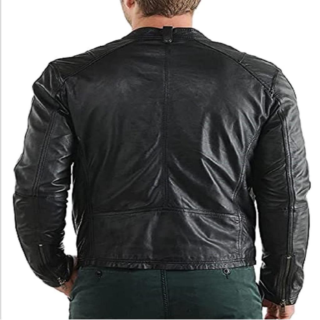 NOORA Men's Real Leather Black Jacket ST053