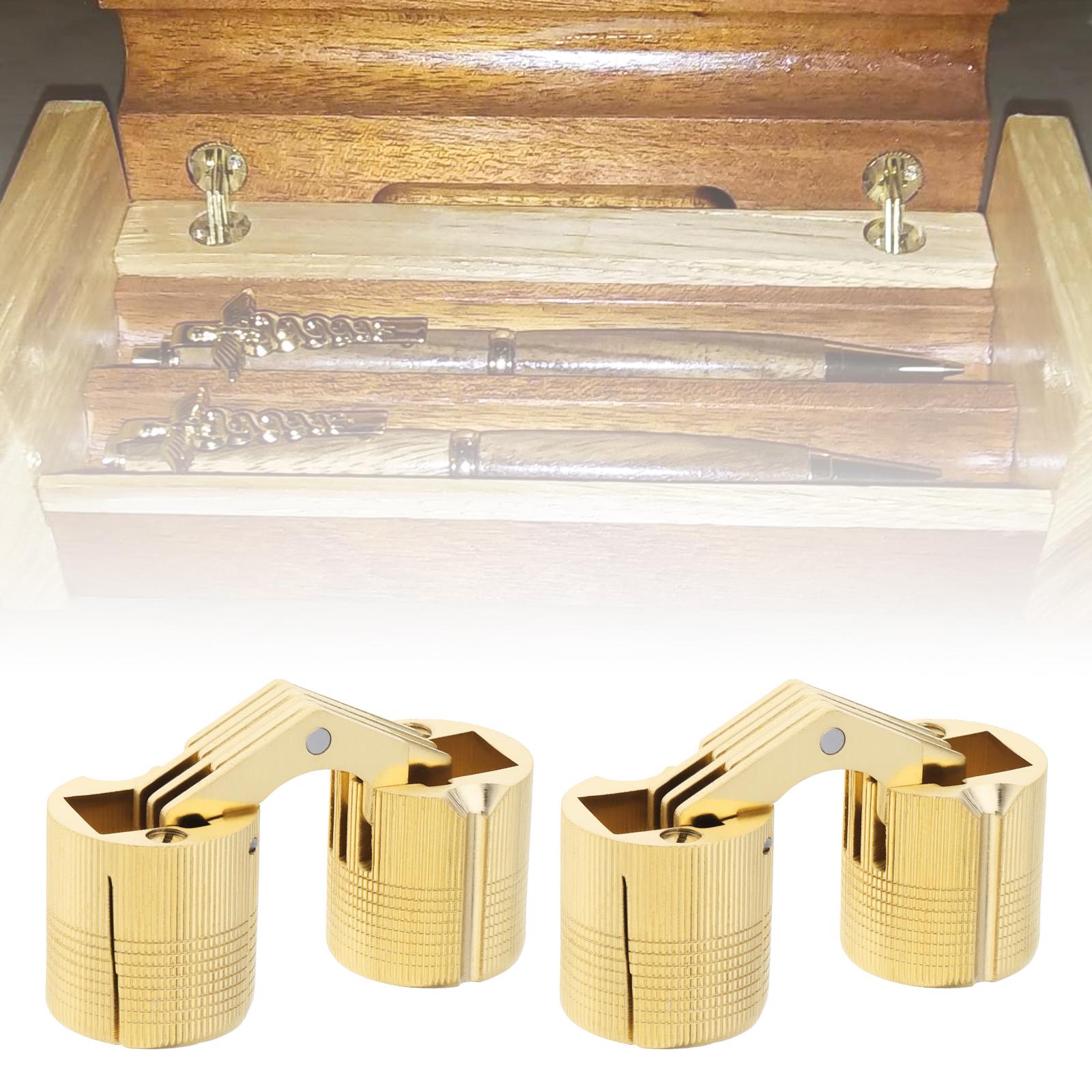 

2 шт. 24 мм латунные скрытые бочкообразные петли - невидимые потайные мебельные петли для самодельной шкатулки для драгоценностей, шкафов и секретных дверей