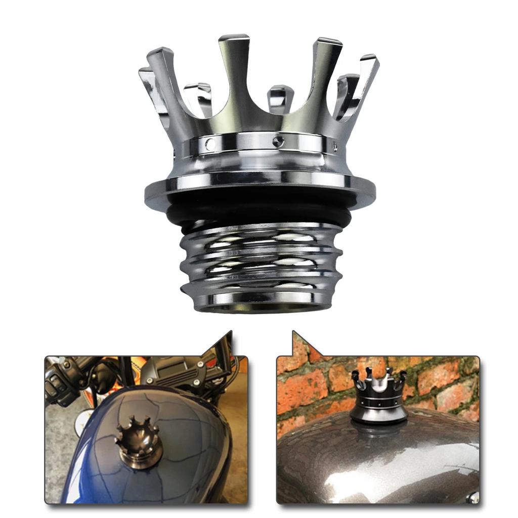 Motorcycle Vented Gas Cap Fuel Tank Right-hand Thread Crown Style Oil Cap Fuel Gas Tank For Harley Sportster Dyna Touring Softai