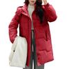 Women's Fashionable Mid-length Down Jacket With Hood And Thick Cotton-padded Coat