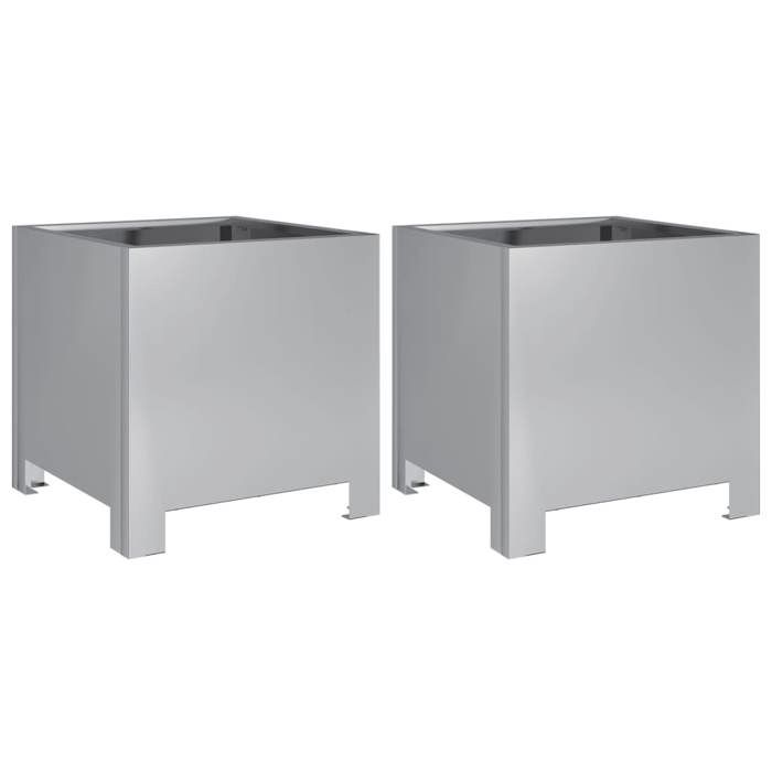 VidaXL Planters 2 Pcs 30x30x30 Cm Galvanized Steel, Planter, Patio Planter, Flower Box, Outdoor Planter, 851196