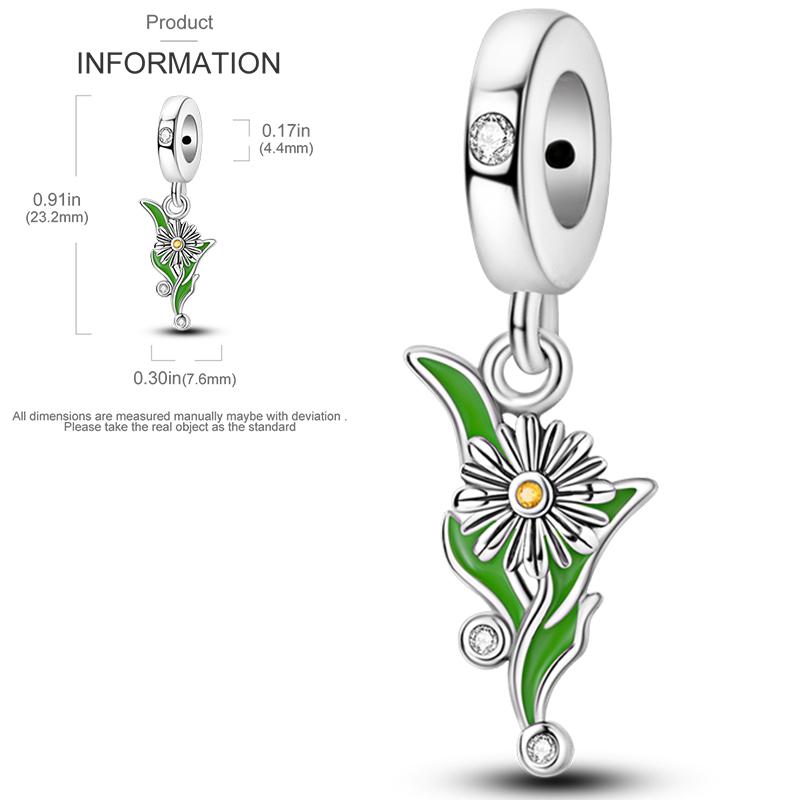 New Copper Charms Beads Sunflower Flower Daisy Original Charm Pendant Fit Charm Bracelets Diy Jewelry Birthday Gift