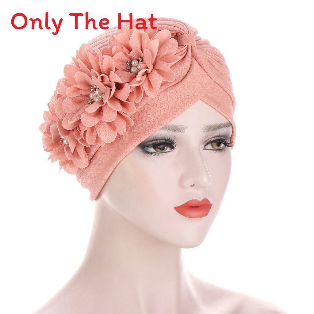 Polyester Headscarf Hat With Floral Embellishments For Fashionable Outdoors