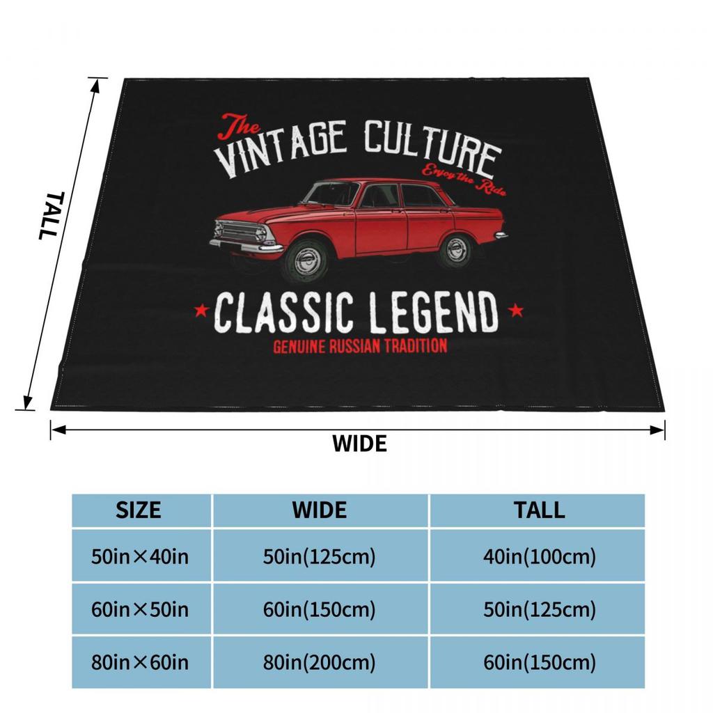Russian Car Moskvich 412 Inspired Blanket Soft Comfort High-Quality Faux Fur Throw Camping Blanket