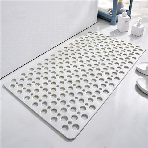 Suction-Cup Non-Slip Bath Mat 17x30inch Quick-Drain Massage Round-Hole Bathroom Shower Kitchen Balcony Elderly Home Bath Decor