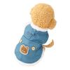 Cute Bear Embroidered Dog Vest with Fleece Lining, Denim Pet Harness Vest for Small Dogs Chihuahua Yorkie