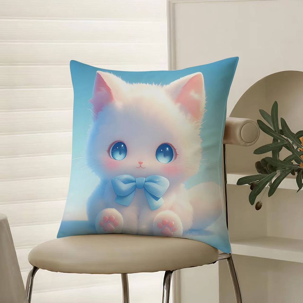 Cute Cured Animals Pictures Lovely Pillow Case Comfort Sofa Bed Silky Elegant Invisible Zipper Decorative Cushion Cover