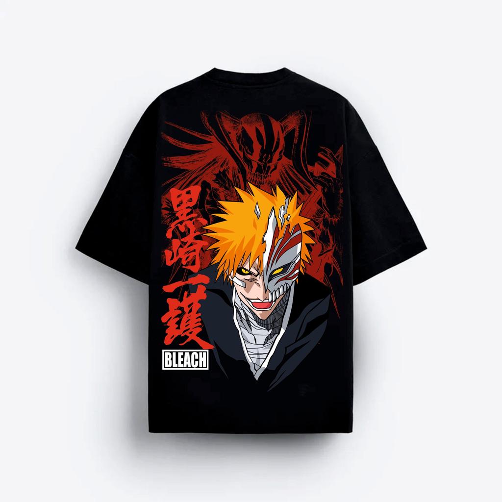 Bleach Ichigo Kurosaki Mask T-Shirt Men Women Anime Graphic Cotton Short Sleeve Streetwear Tee