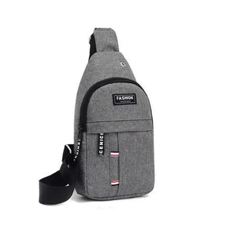 

New Chest Bag Men s One Shoulder Crossbody Bags Large Capacity Outdoor Sports and Leisure Fashion Nylon Small Shoulder Bag сірий колір