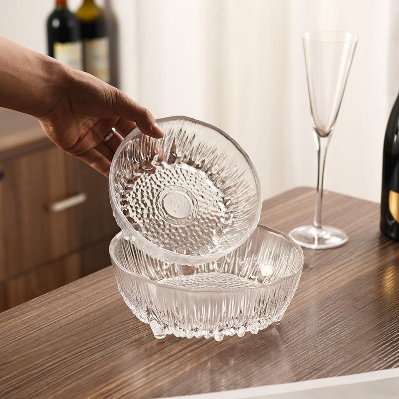 Crystal Glass Fruit Plate Premium Sense Household Fruit Salad Bowl Light Luxury High Value Dessert Yogurt Bowl Glacier Bowl