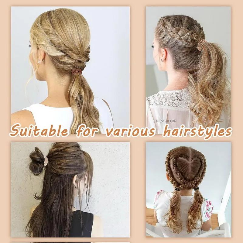 20 Pcs Boho Bracelet Hair Ties for Women Elastic Hair Rubber Bands Girls Black Bracelet  Hair Rope Ponytail Holder Hairbands