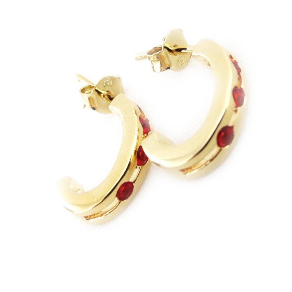 Les Trésors De Lily [J3818] - Demi-créoles Plaqué Or 'Déesse' rouge doré - 15x4 mm