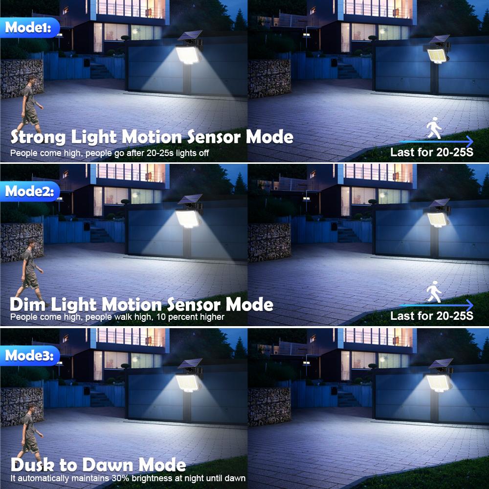 210/236 LED Solar Lights Outdoor With 3 Modes Solar Motion Sensor Wall Light Solar Security Lights Garden Decor Sheds Patios