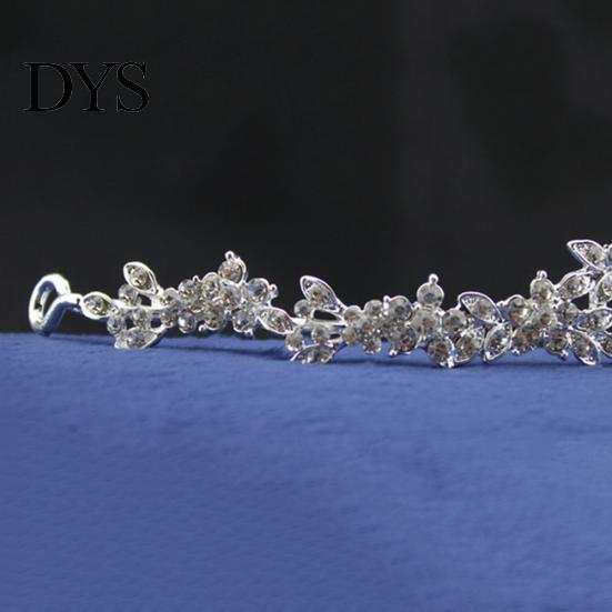 Set di orecchini di collana con corona di fiori carini con strass brillanti da sposa di lusso