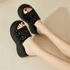 Women's Thick Heel Slippers Summer New Beach Slippers Outdoor Casual Platform Sandals Shiny Sequins Slippers for Women