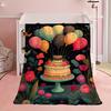 Cake and hot air balloon pattern Flannel printed blanket suitable for all seasons suitable for living room office sofa travel