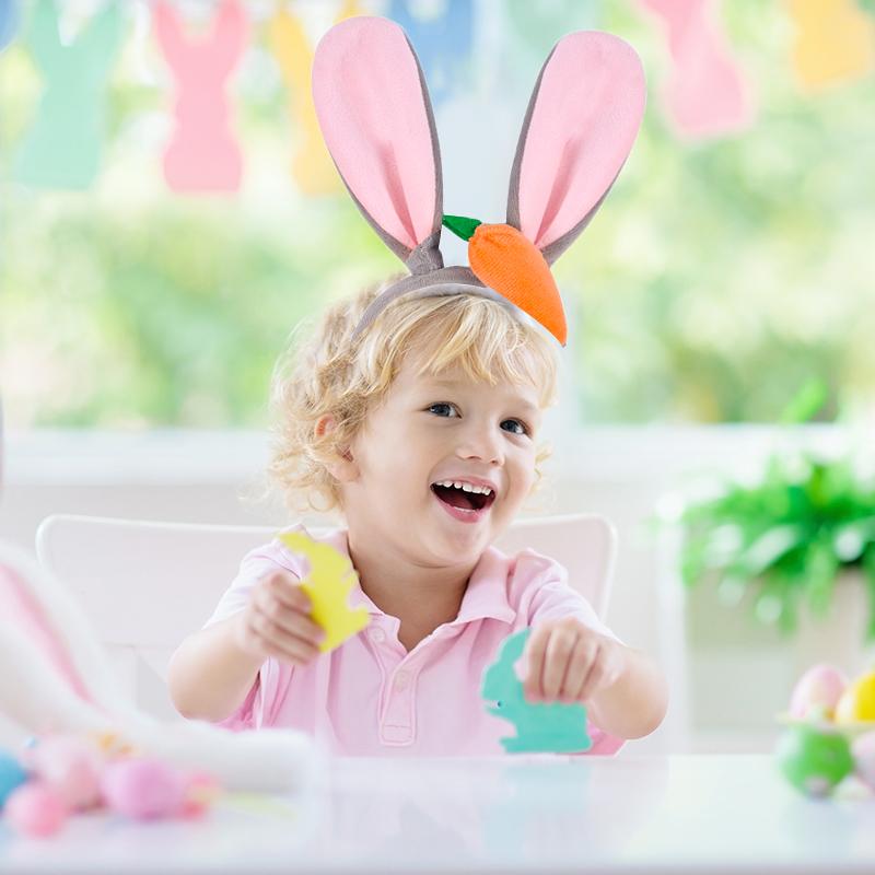 Bunny Ears Headband With Carrot Cute Plush Rabbit Ear Head Hoops Hair Accessories Happy Easter Day Gift For Easter Theme decor