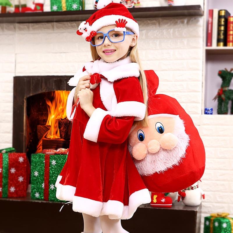 Boy Claus Santa Cosplay Costume Christmas Party Outfit Role Playing Dress Girl
